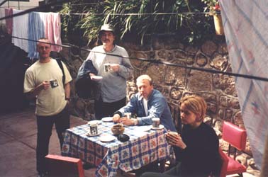 Drinking a cup of Coca tea at the hotel